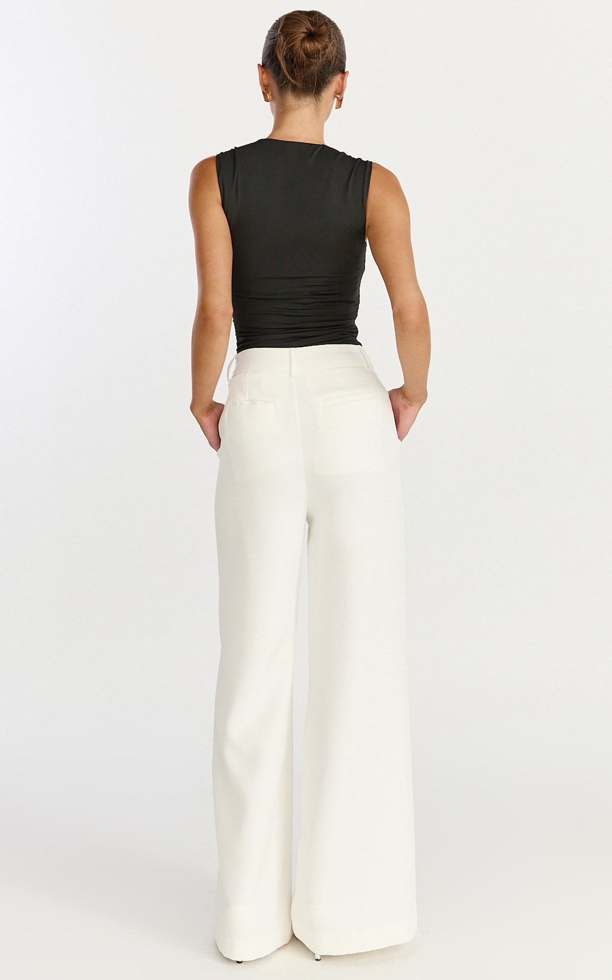 Seraphina Top - Square Neck Gathered Waist Top in Black