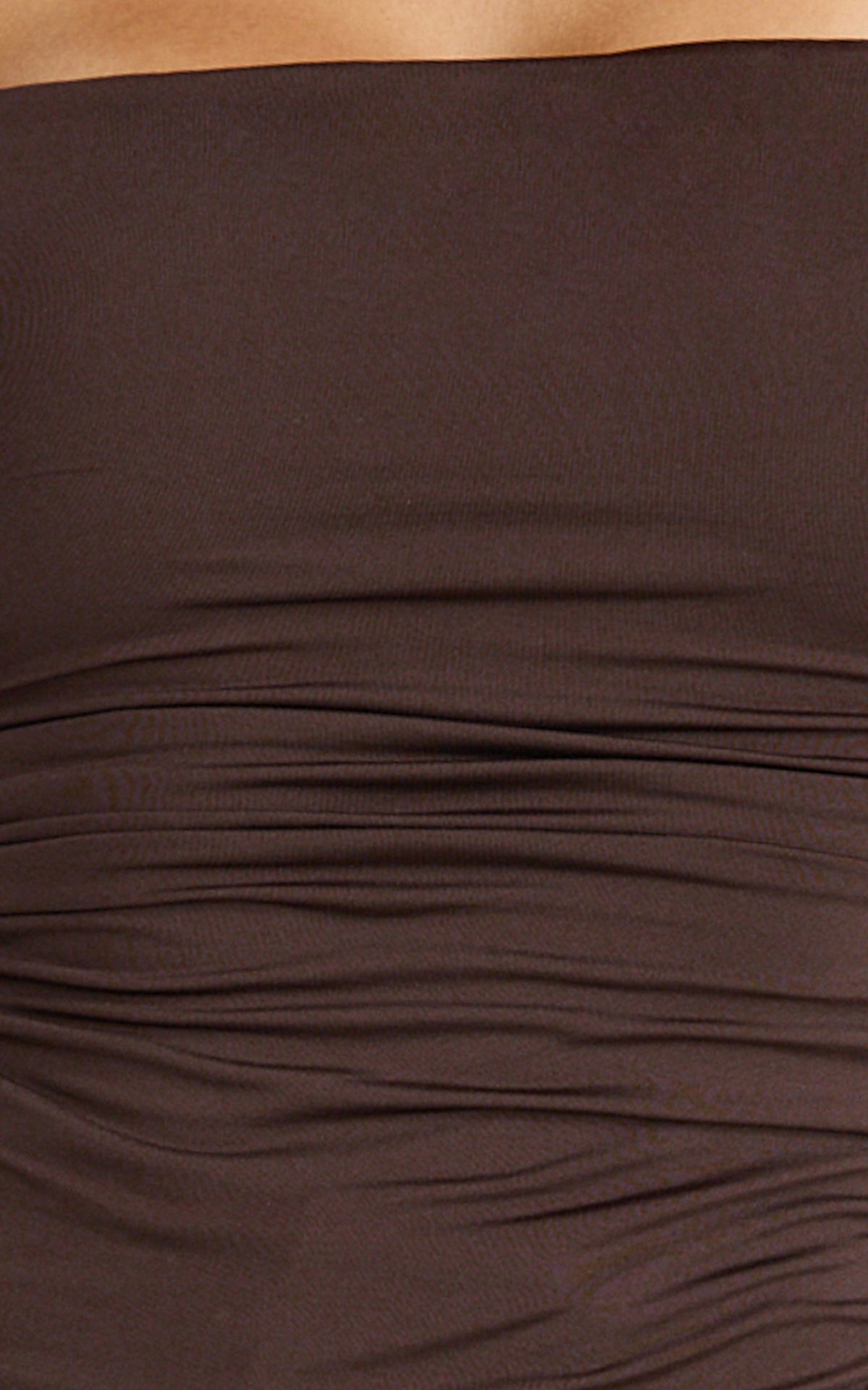Seraphina Top - Long Sleeve Square Neck Gathered Waist Top in Chocolate