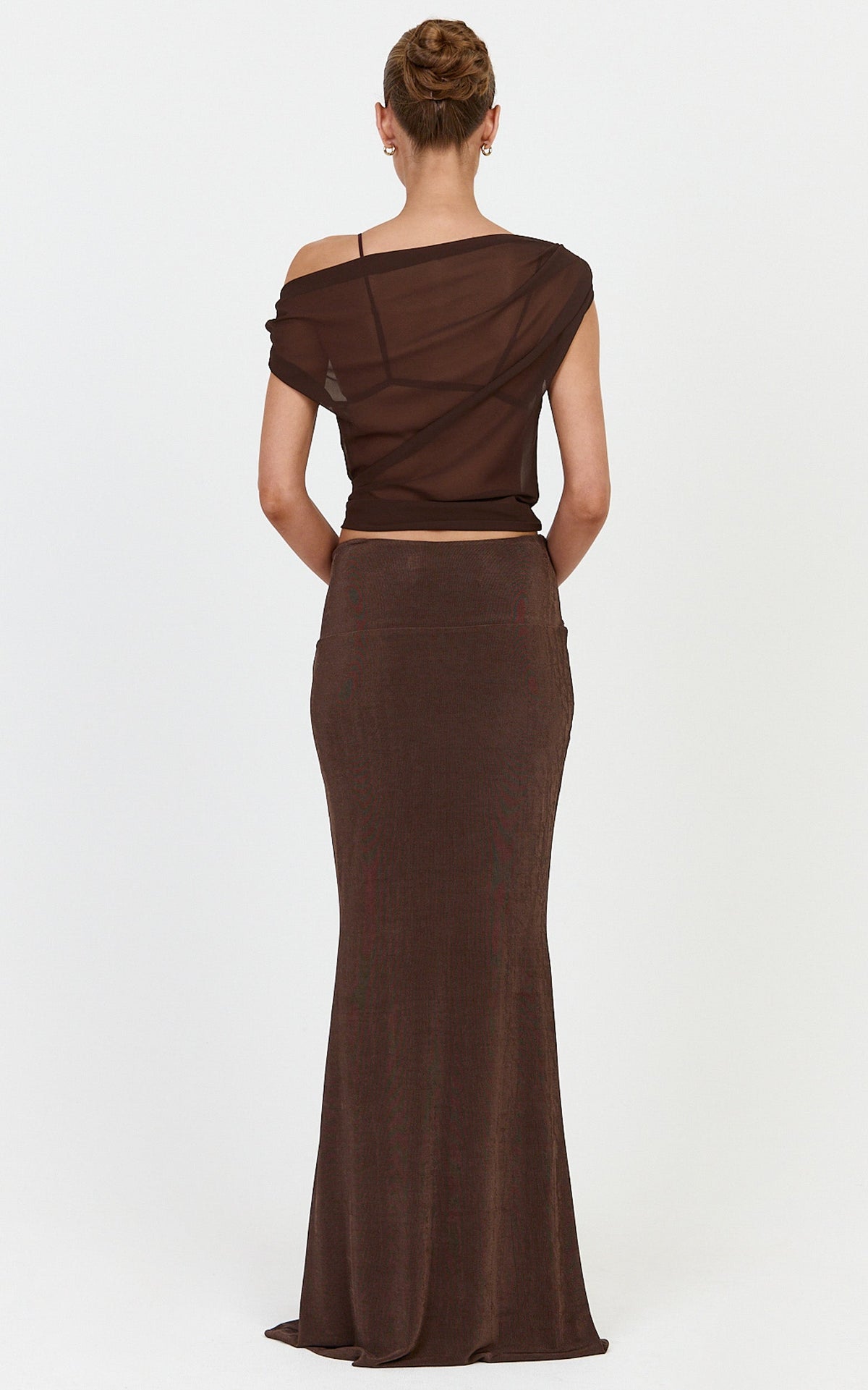 Margaret Maxi Skirt - Tie Waist Jersey Maxi Skirt in Chocolate