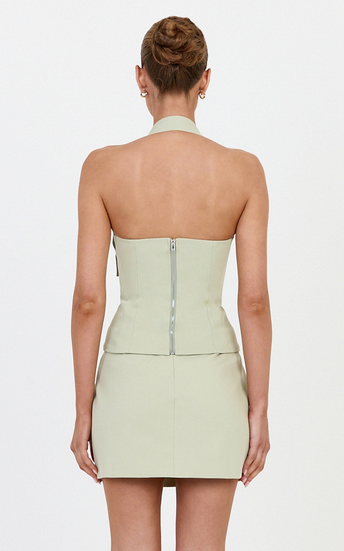 Tyler Mini Skirt - Structured A Line Skirt in Sage