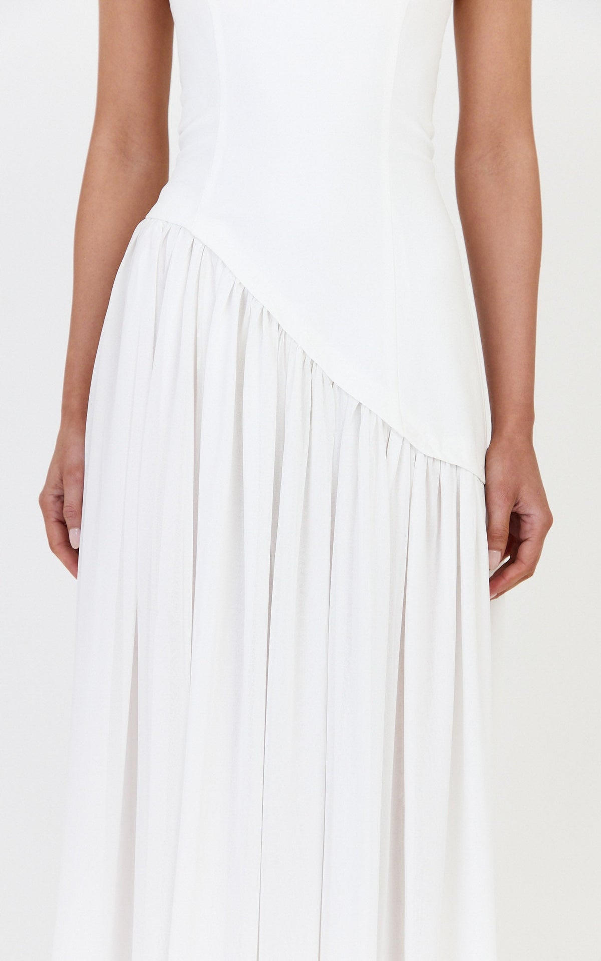 Calla Maxi Dress - Halter Neck Asymmetric Dropped Waist Dress in White