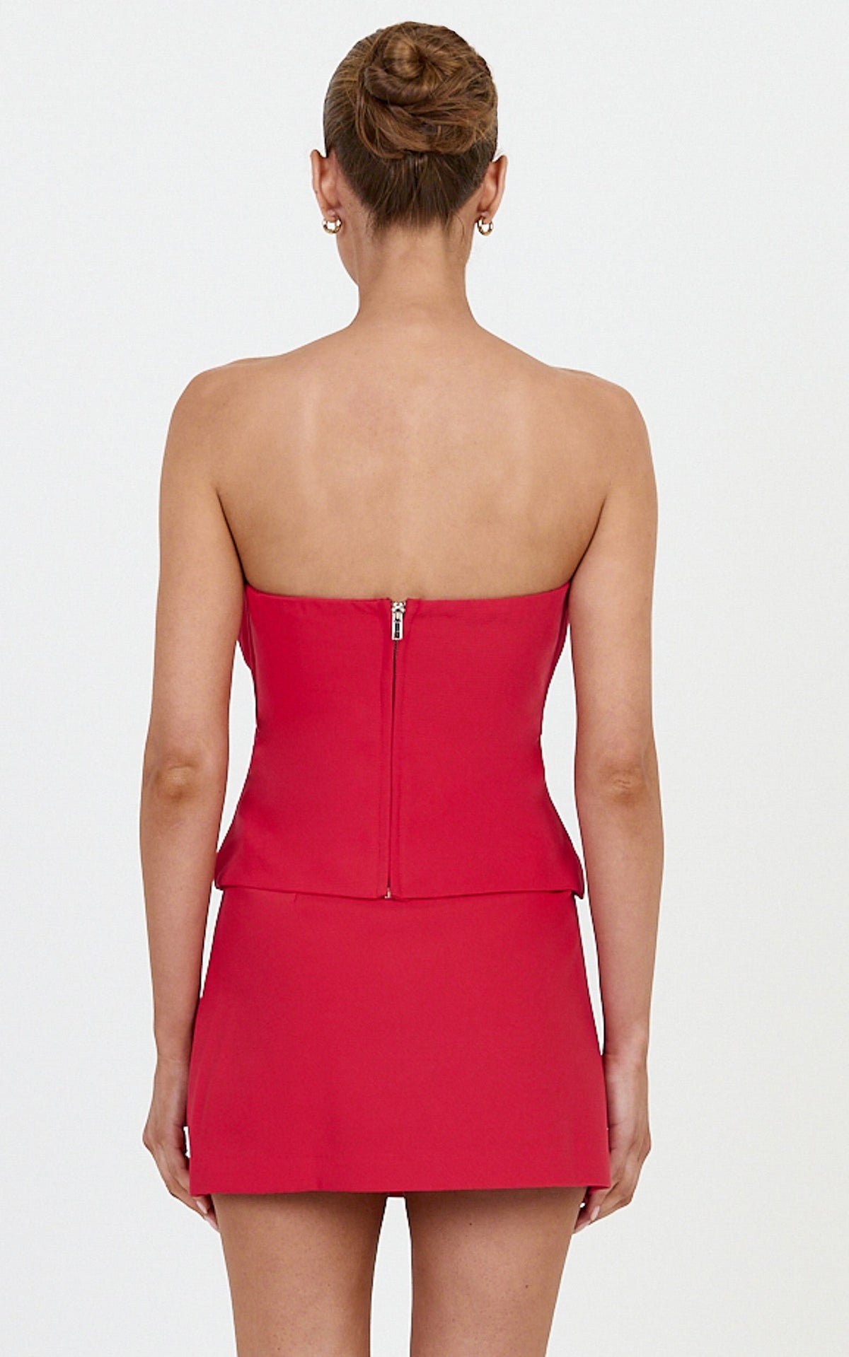 Mikey Mini Skirt - Mid Waisted Tailored A Line Skirt in Bright Red