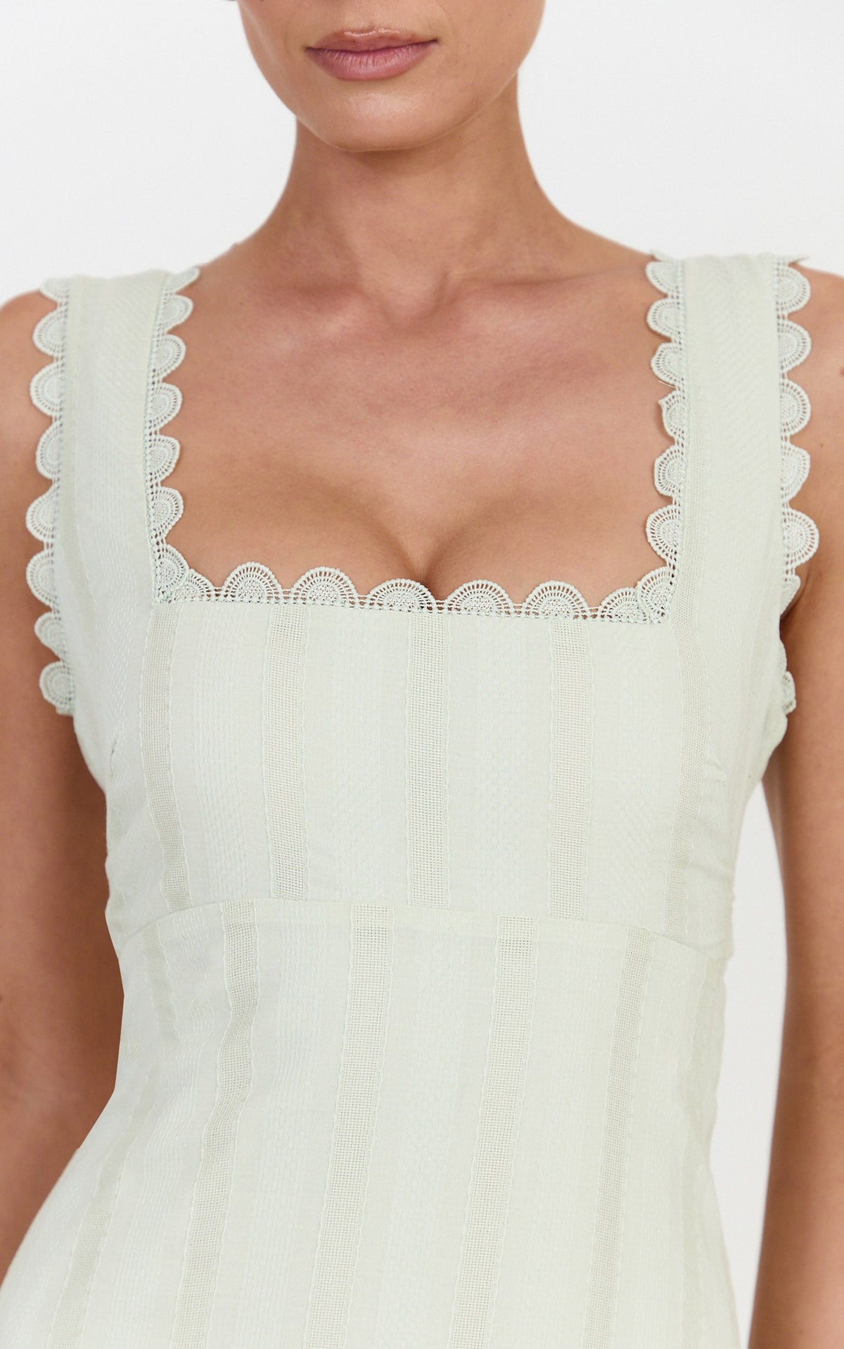 Roxanne Midi Dress - Square Neck Fit And Flare Dress in Sage