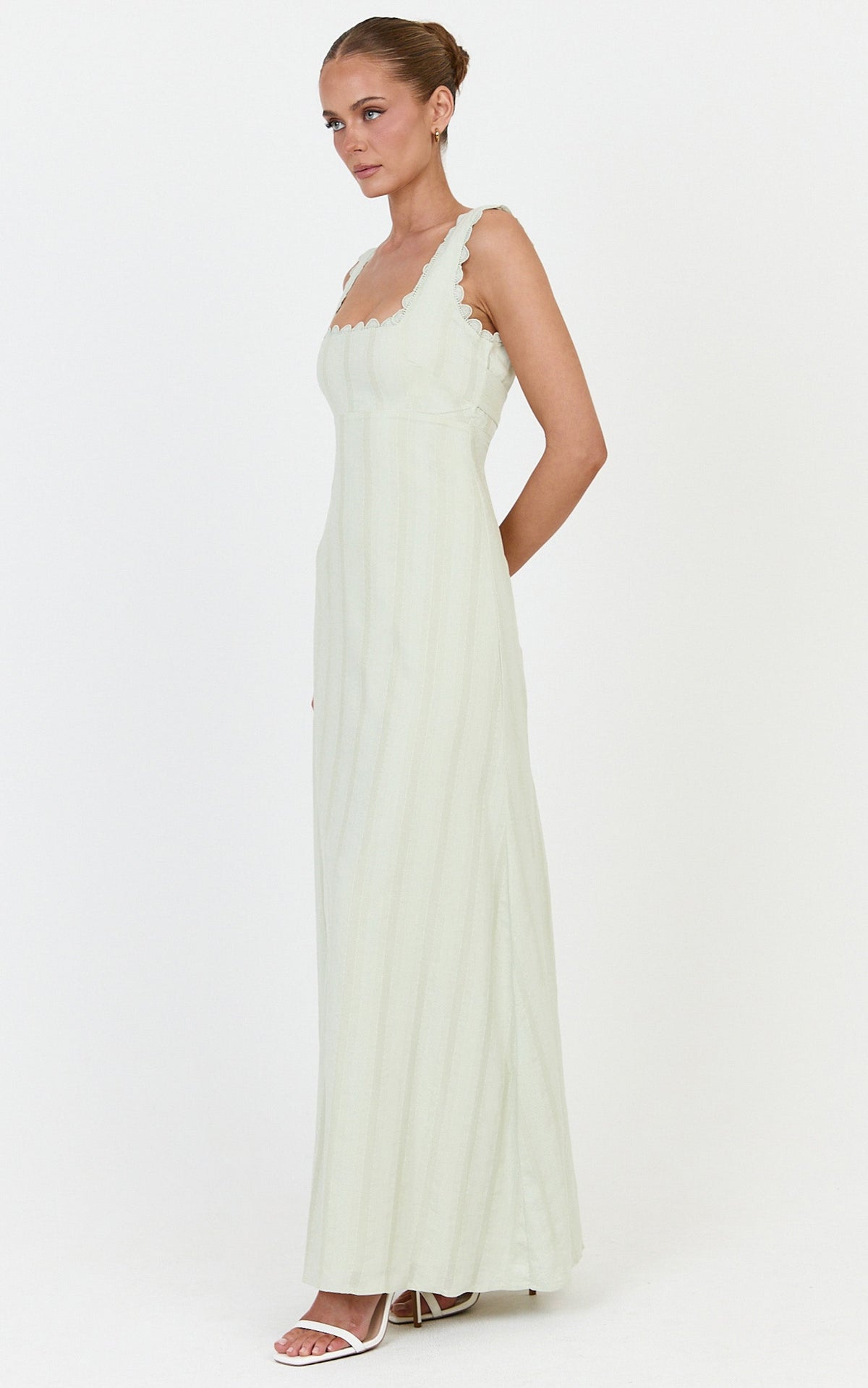 Roxanne Midi Dress - Square Neck Fit And Flare Dress in Sage