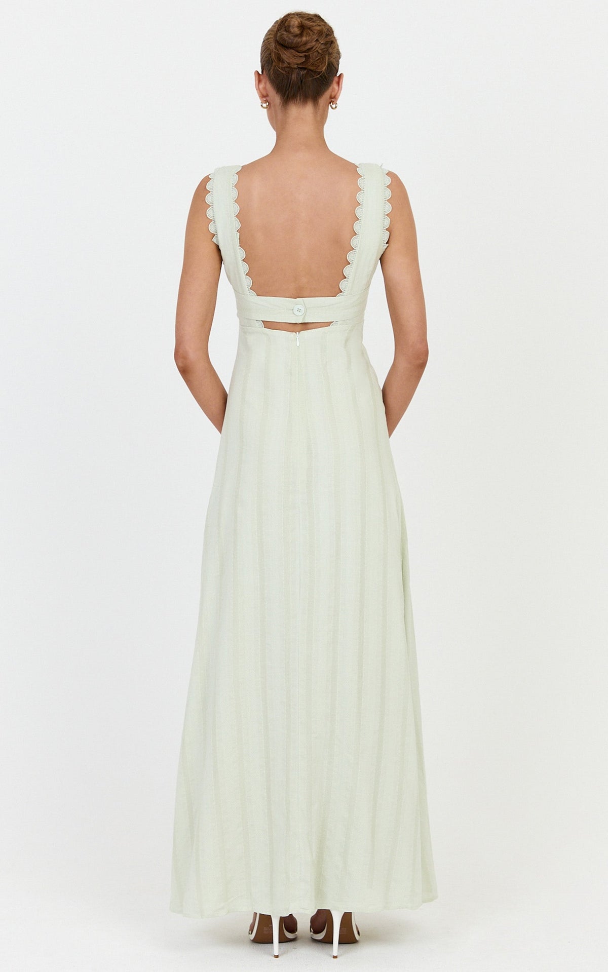 Roxanne Midi Dress - Square Neck Fit And Flare Dress in Sage