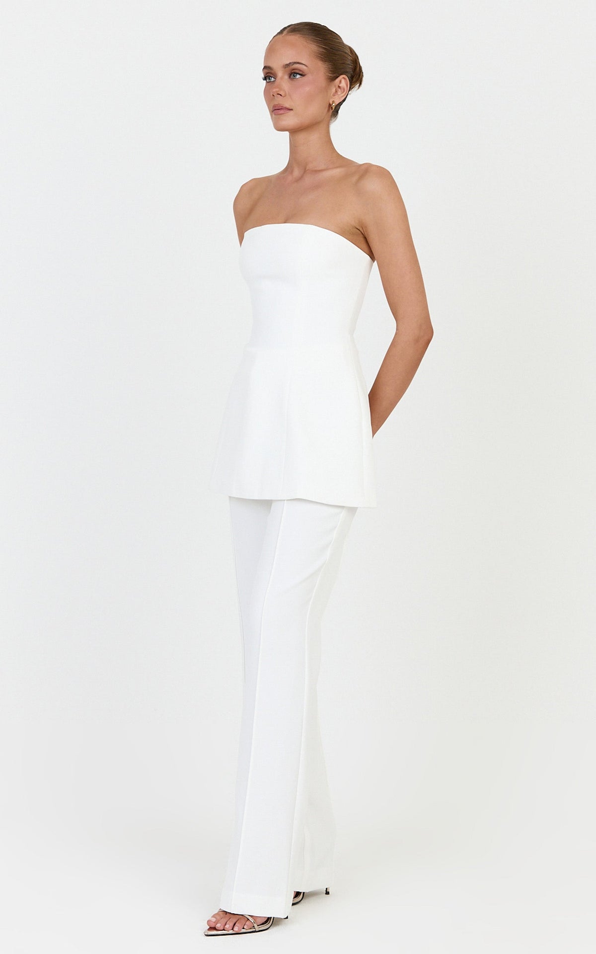 Daisy Top - Strapless Long Line Shirred Back Top in Off White