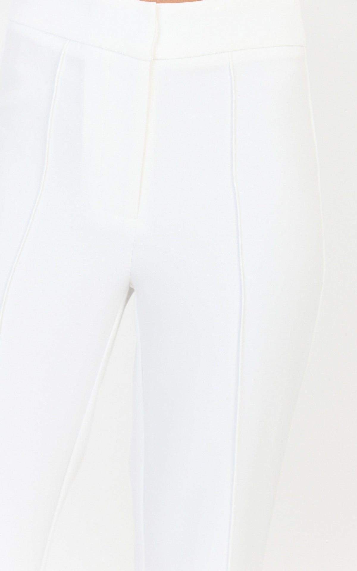 Daisy Pants - Mid Waisted Pin Tucked Bootleg Tailored Pants in Off White