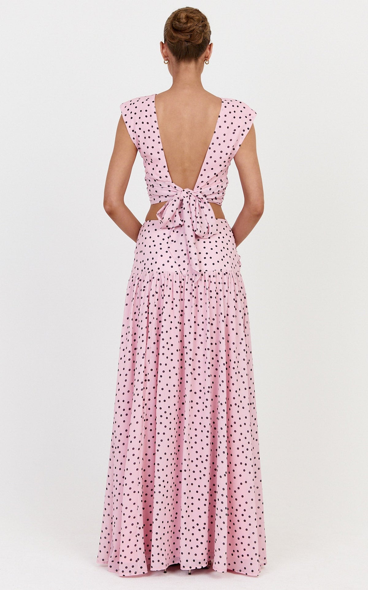 Livia Top - Knot Detail Polka Dot Print Top in Blush Scattered Polka Dot Print
