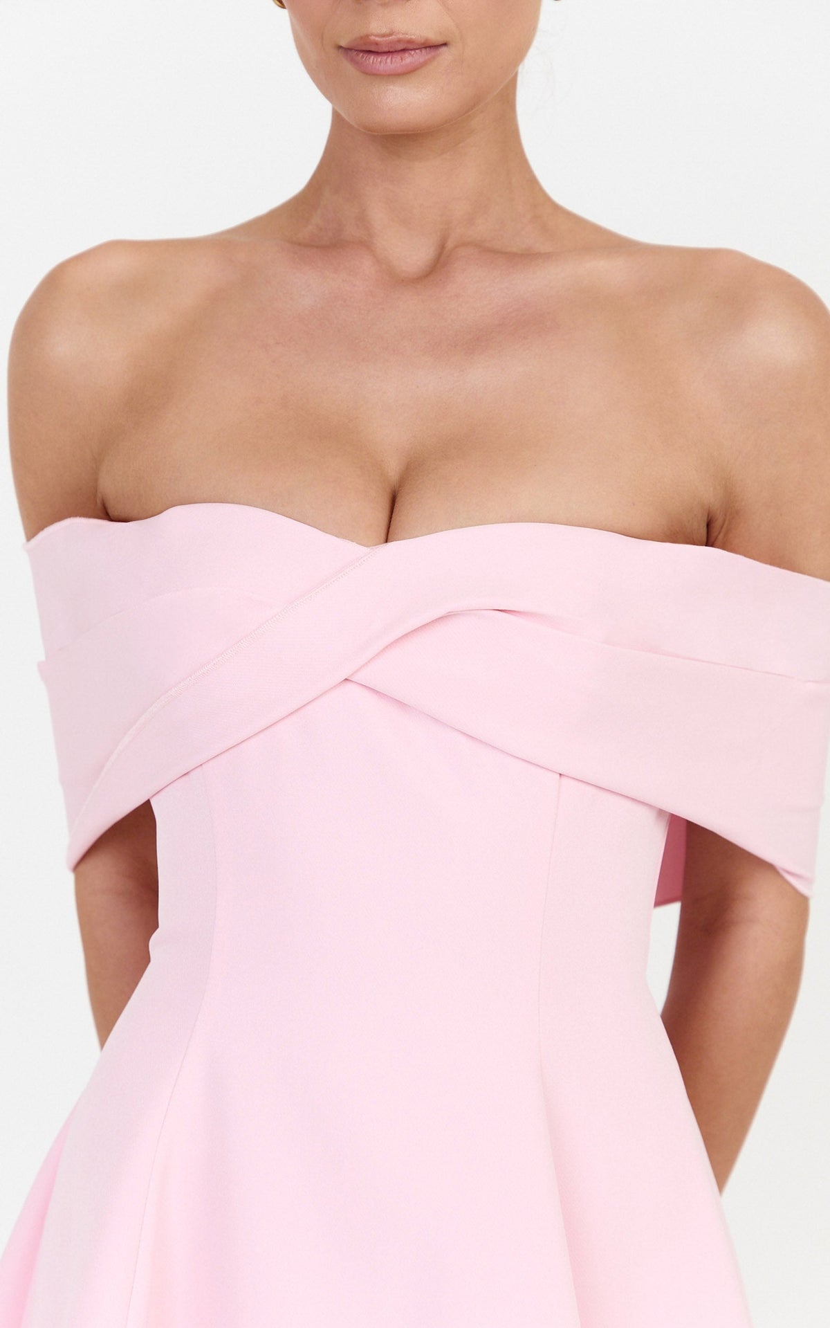 Mirabella Mini Dress - Off The Shoulder Twist Front Dress in Pink