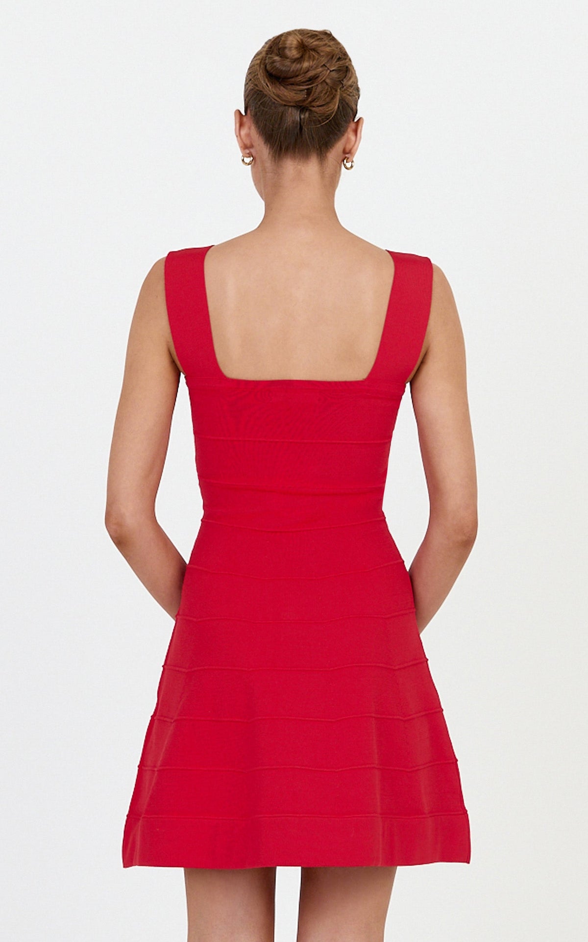 Scarlett Mini Dress - Fit and Flare Bandage Dress in Red