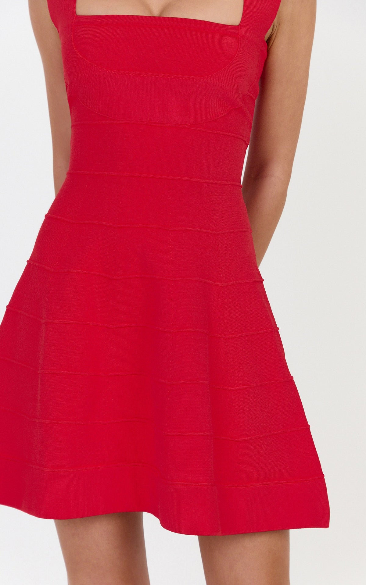 Scarlett Mini Dress - Fit and Flare Bandage Dress in Red