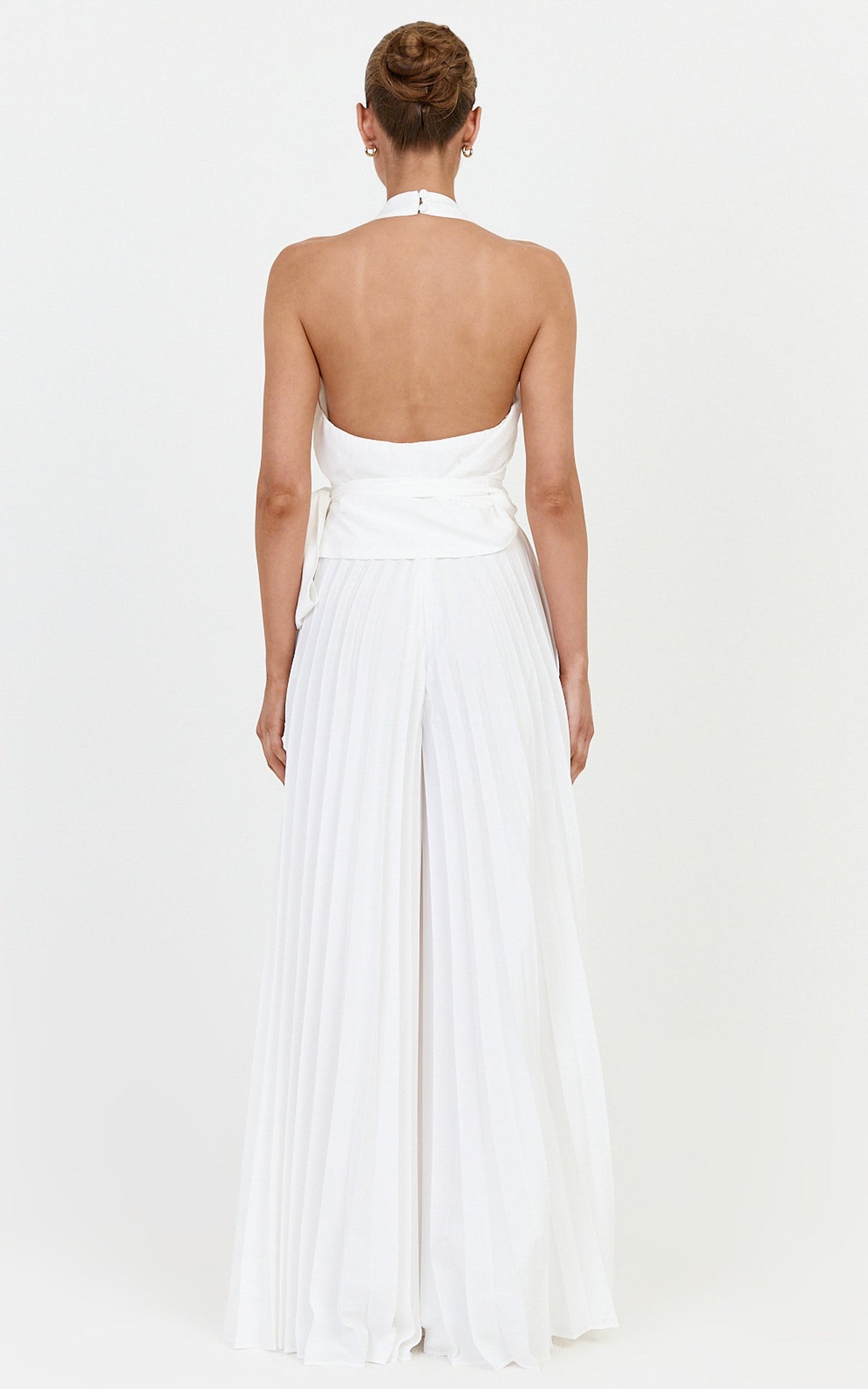 Valentina Top - Halter Neck Front Wrap Sash Detail Top in Off White