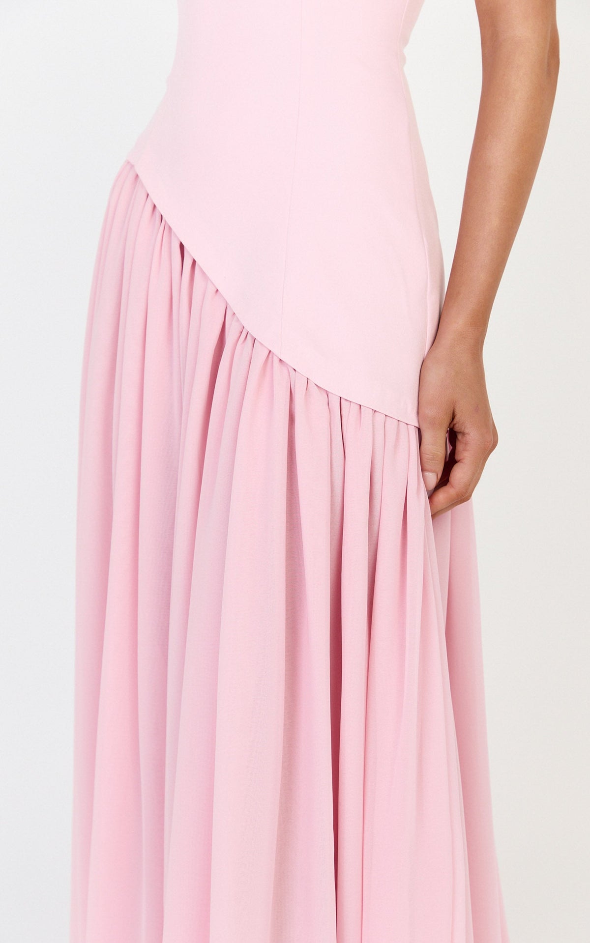 Calla Maxi Dress - Halter Neck Asymmetric Dropped Waist Dress in Pink