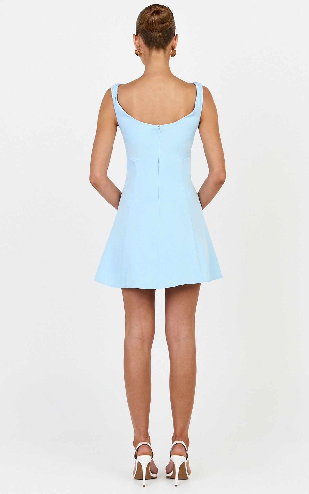 Jayce Mini Dress - Off The Shoulder A Line Dress in Blue