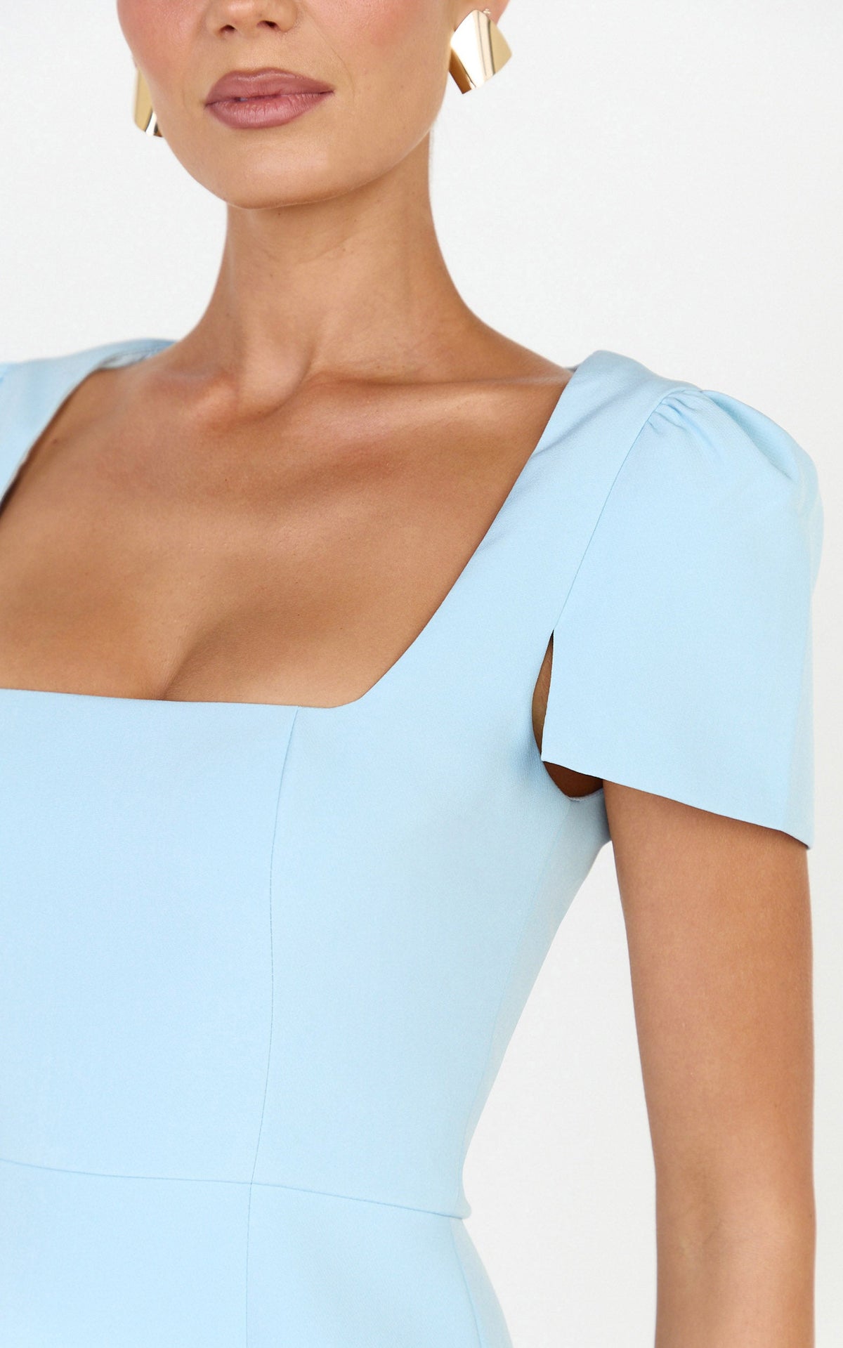 Zinnia Mini Dress - Square Neck Tulip Dress in Blue