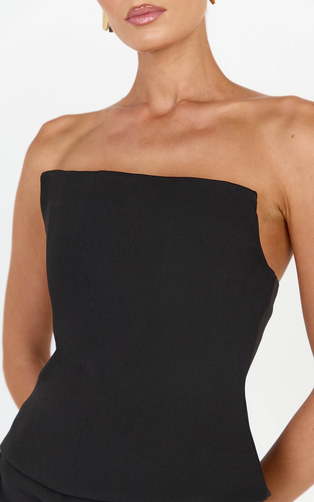 Gigi Top - Strapless Square Neck Corset Top in Black