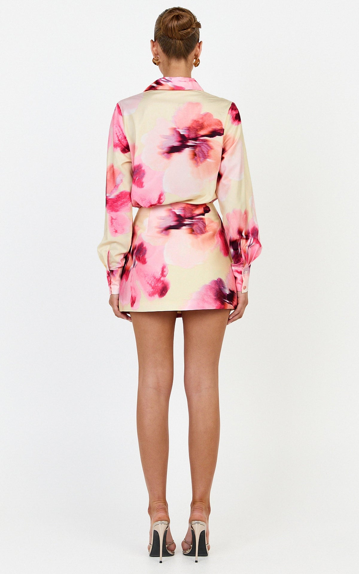 Sailor Mini Skirt - Mid Waist Faux Wrap Skirt in Floral Bloom Print