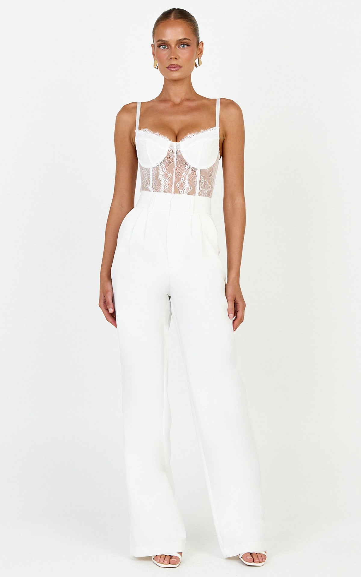 Iris Bodysuit - Corset Lace Bodysuit in Cream