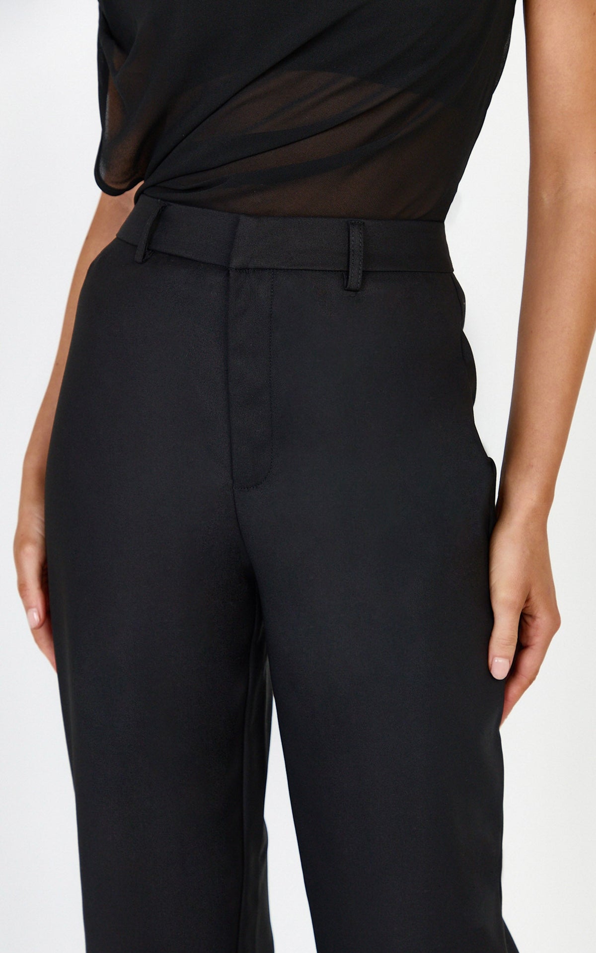 Carolyn Pants - High Waist Slim Straight Leg Tailored Pants in Black
