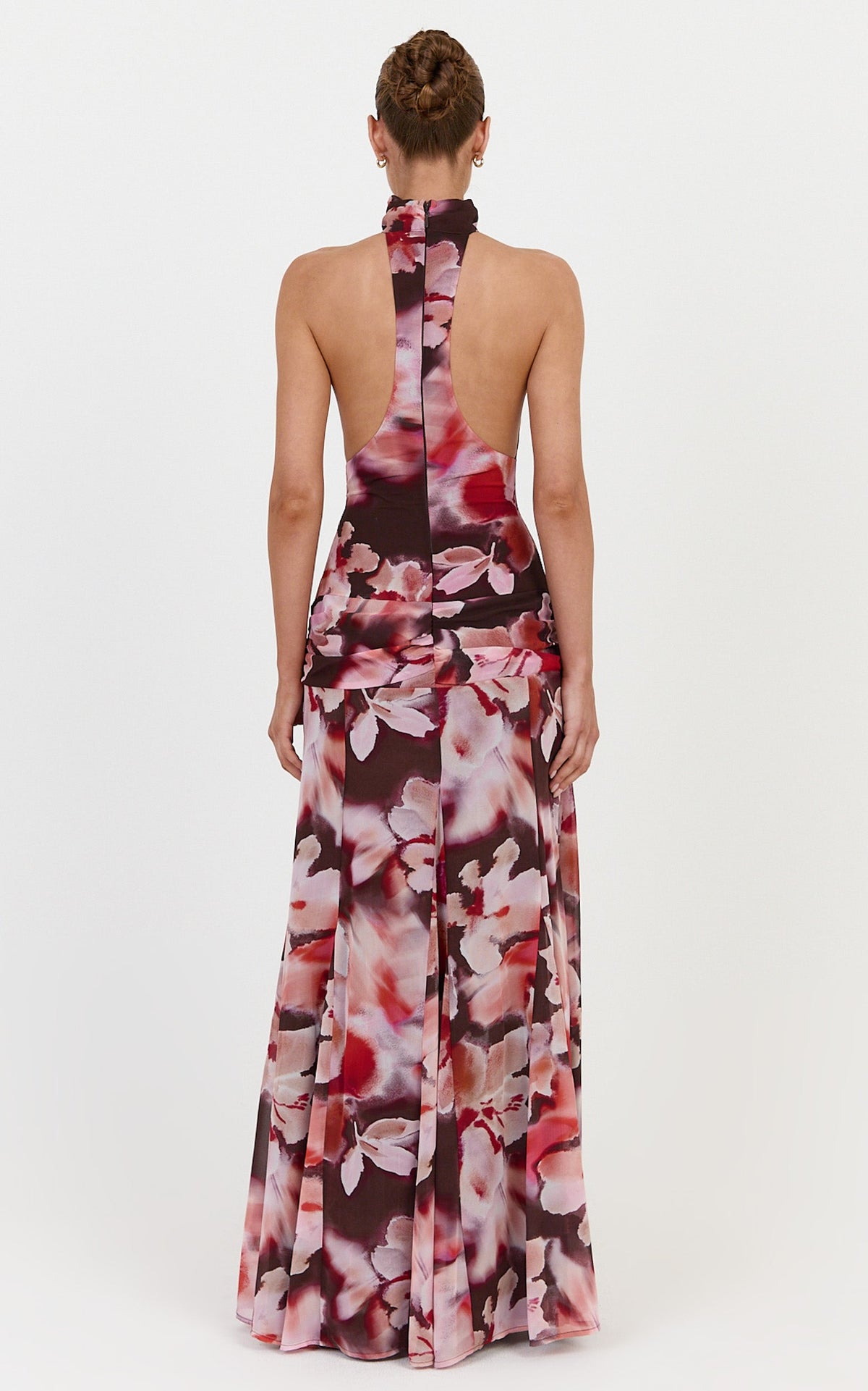 Cordelia Maxi Dress - High Neckline Racer Back Dress in Midnight Blossoms Print