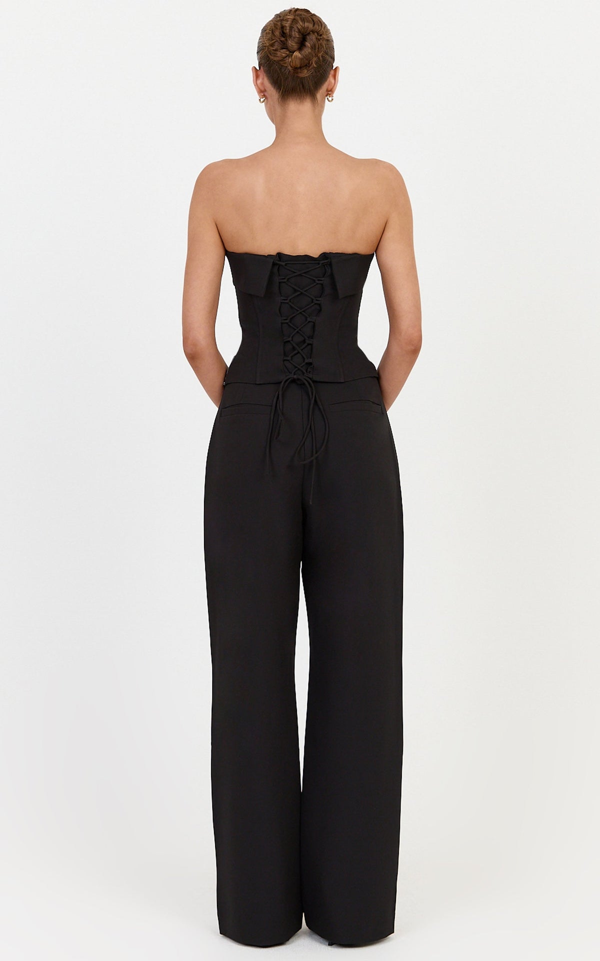 Rosalind Top - Strapless Knot Detail Corset Top in Black