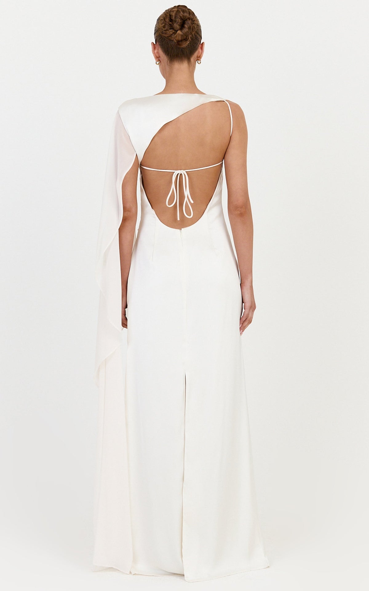 Seraphina Maxi Dress - Boat Neck Dress With Cape Sleeve in Ivory