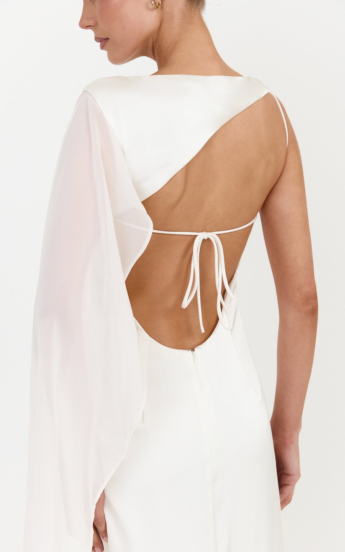 Seraphina Maxi Dress - Boat Neck Dress With Cape Sleeve in Ivory