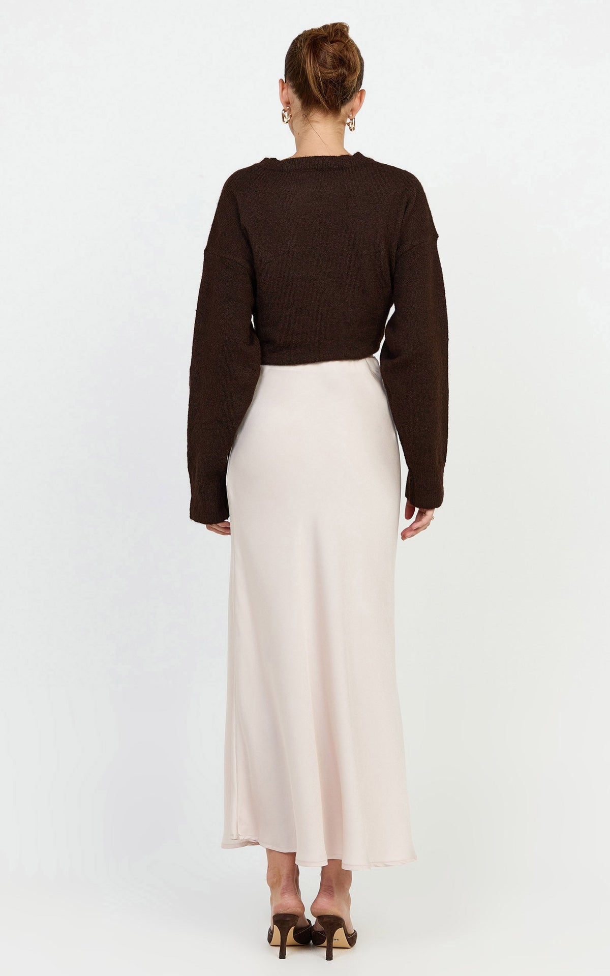 Amari Maxi Skirt - High Waisted Bias Cut Skirt in Oyster