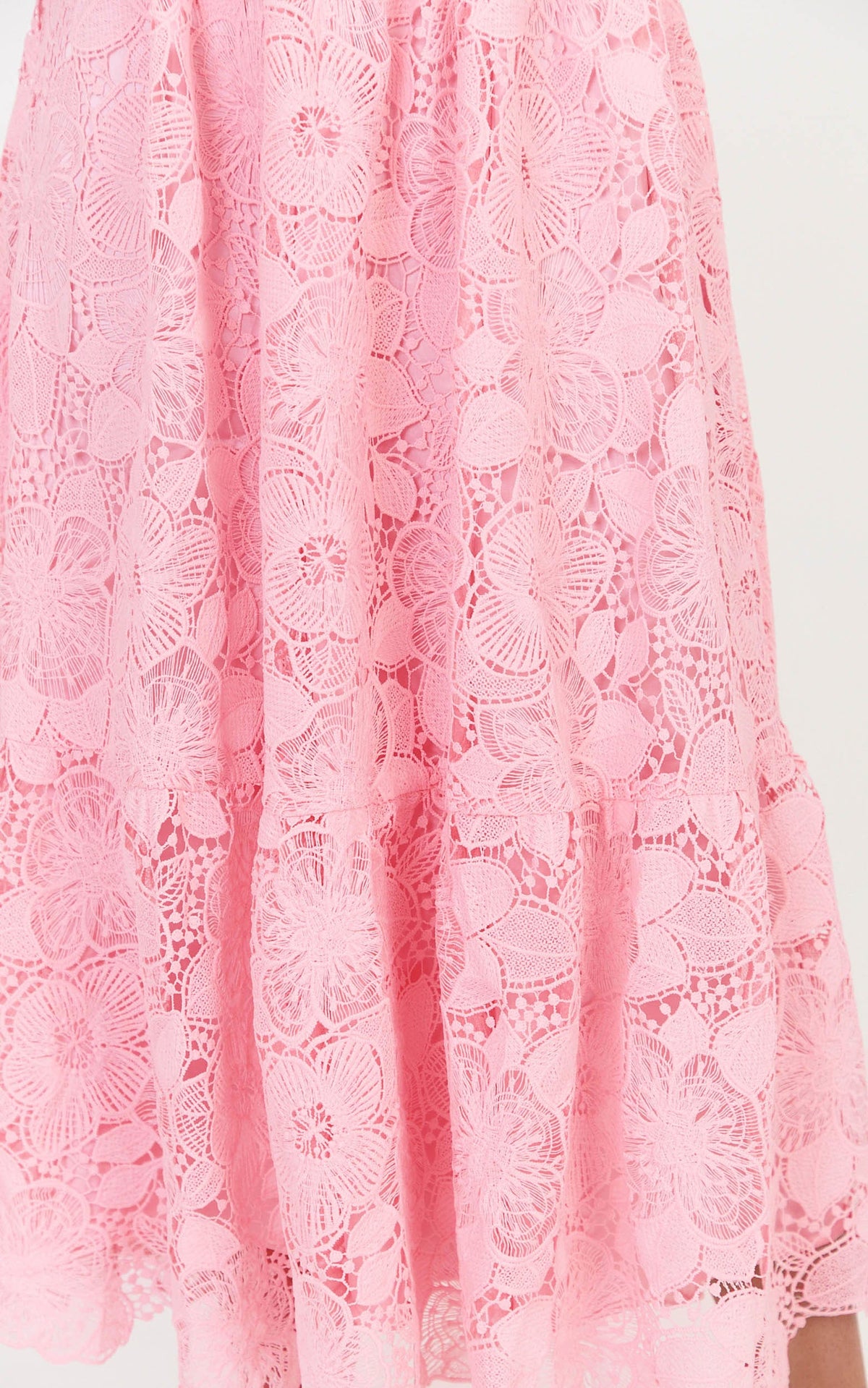 Gabriela Midi Dress - Strapless Lace Dress in Light Pink