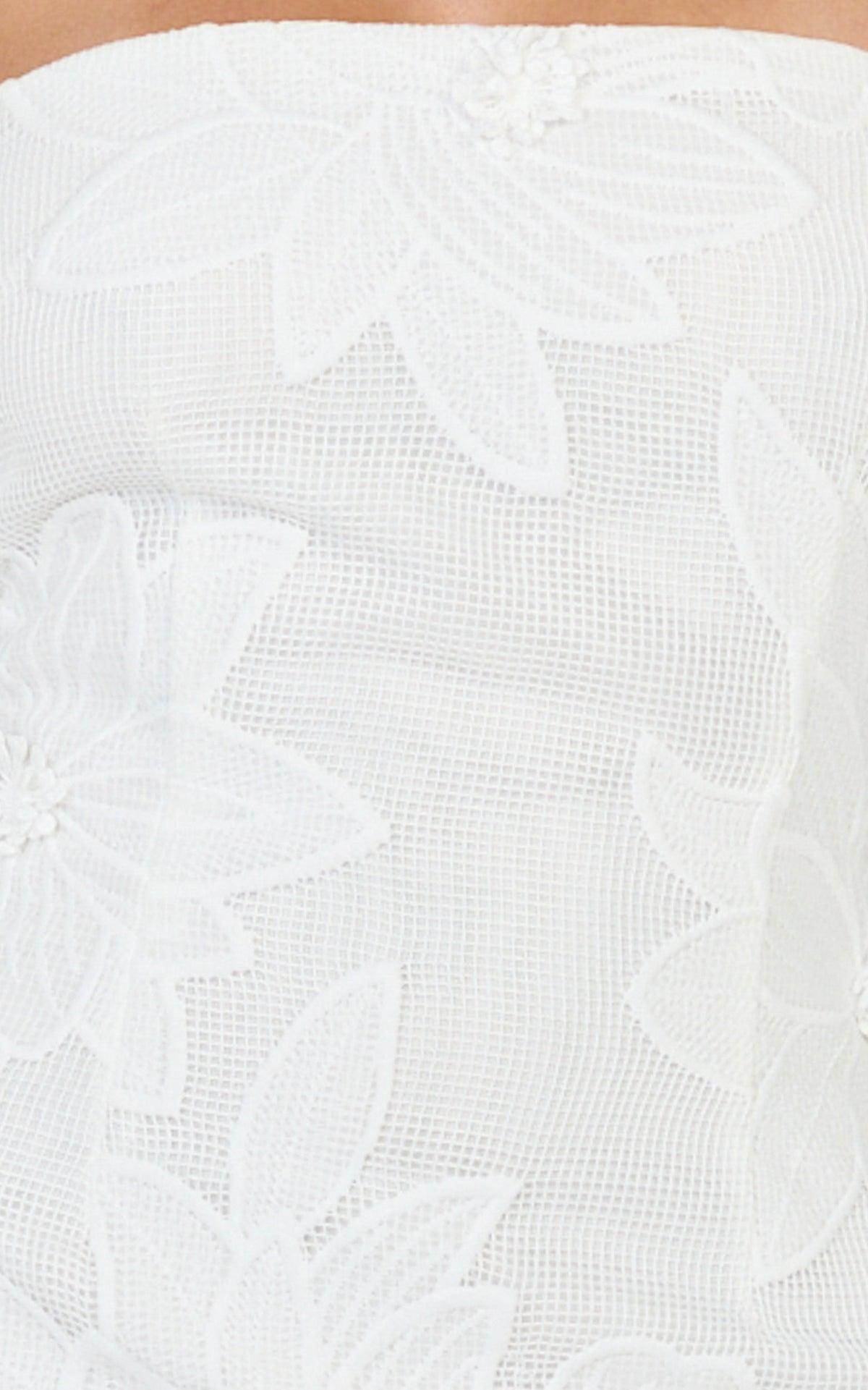 Sienna Midi Dress - Strapless Floral Embroidered Bodycon Dress in White