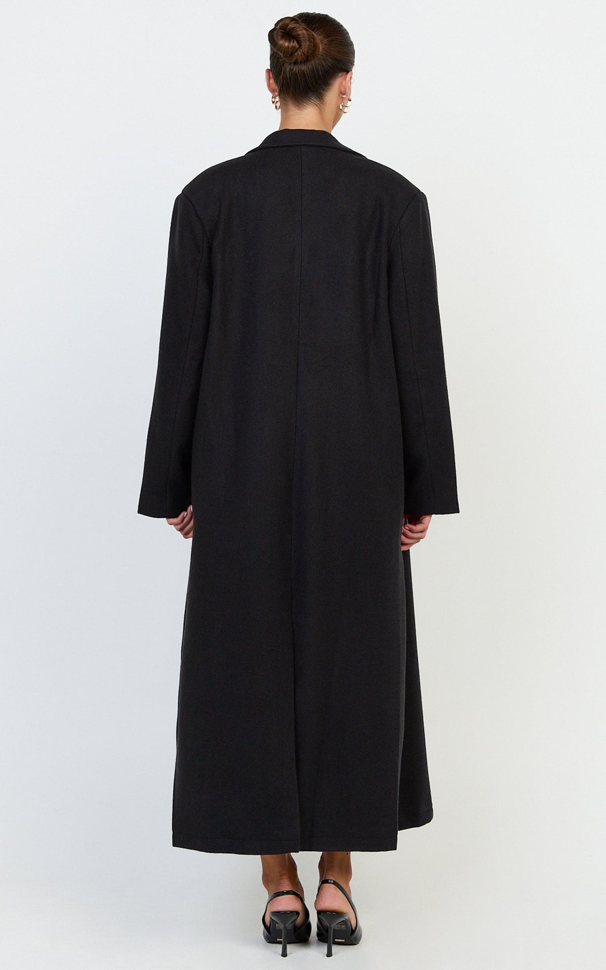 Eloise Coat - Oversized Longline Tailored Coat in Black