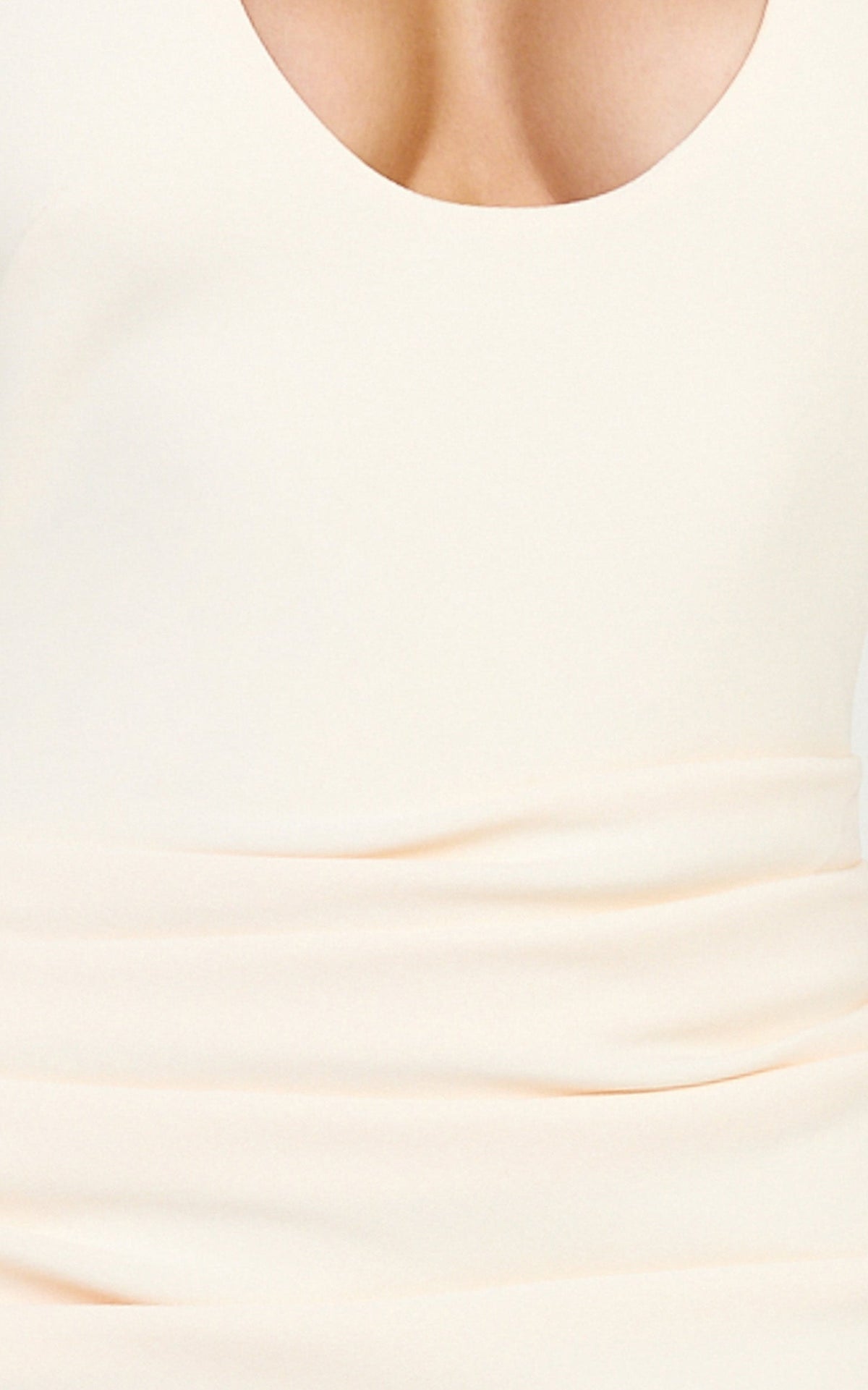 Lani Midi Dress - Scooped Neckline Draped Skirt Halter Dress in Cream