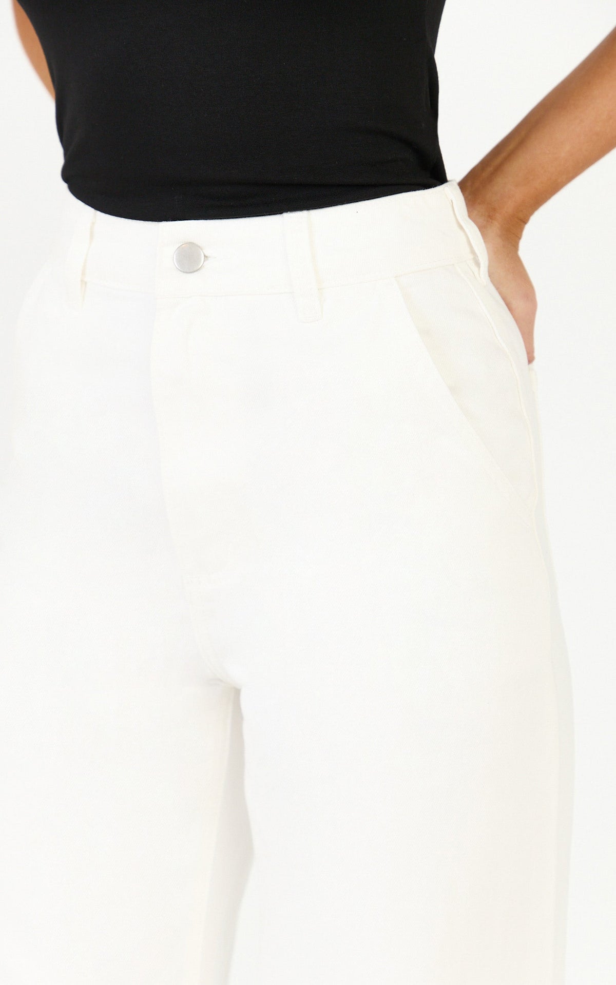 Therese Jeans - High Waist Wide Leg Flare Recycled Denim Jeans in Ecru