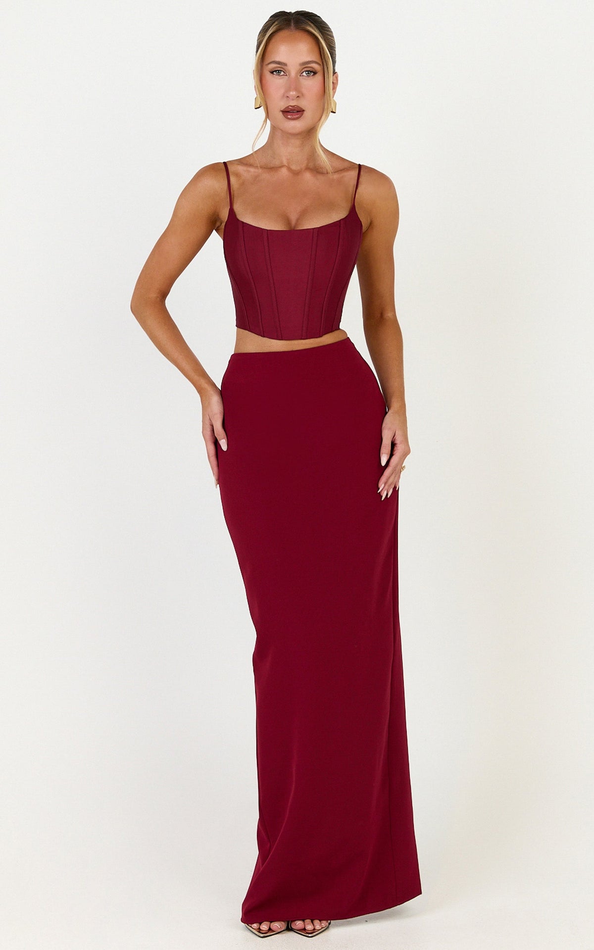 Marais Top - Lace Up Back Corset Top in Wine