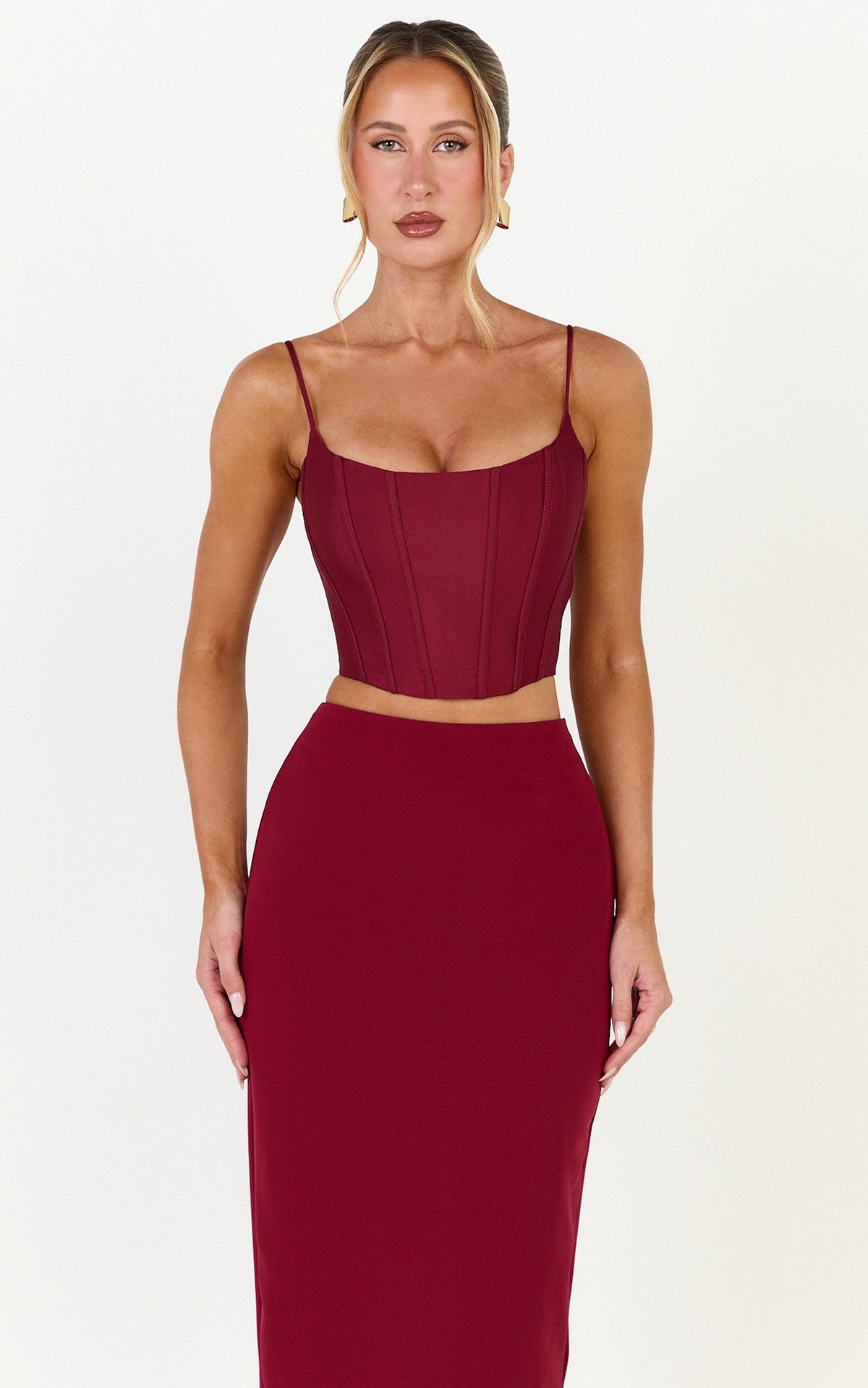 Marais Top - Lace Up Back Corset Top in Wine