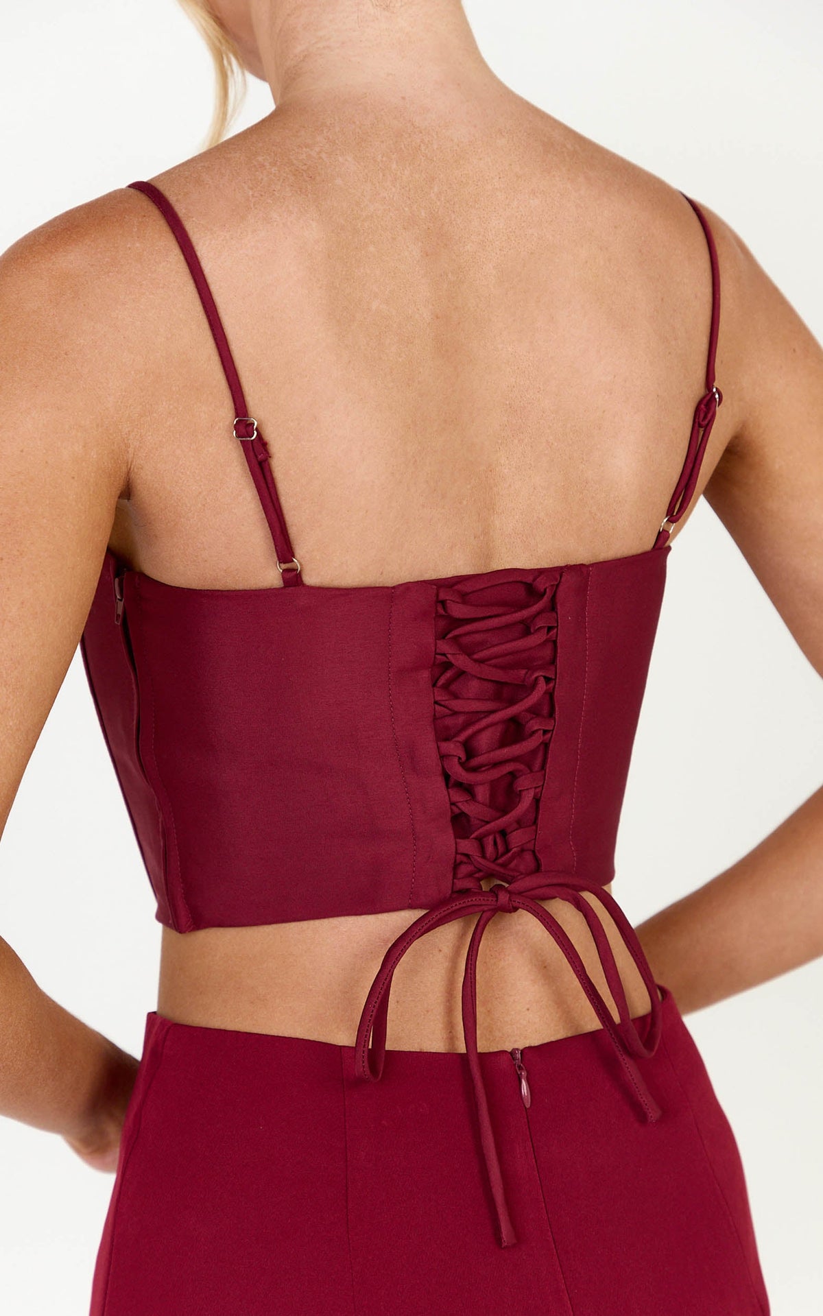 Marais Top - Lace Up Back Corset Top in Wine
