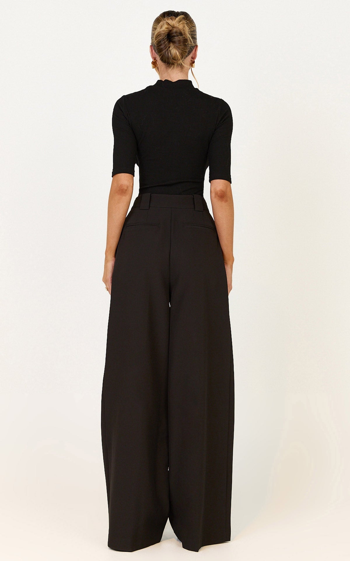 Jane Pants - High Waist Tailored Wide Leg Pants in Black