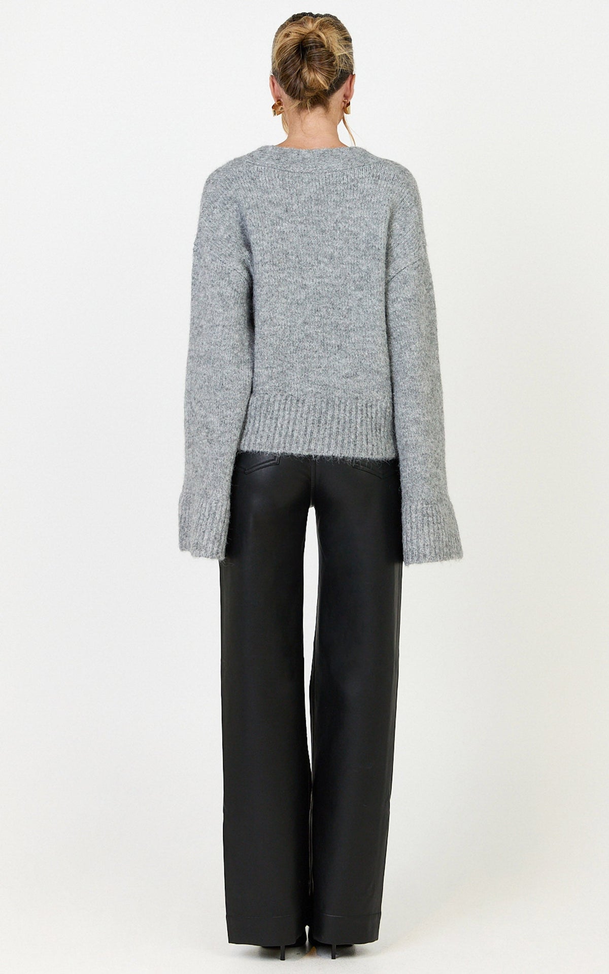 Becka Cardigan - Oversized Recycled Knitted Button Through Cardigan in Grey
