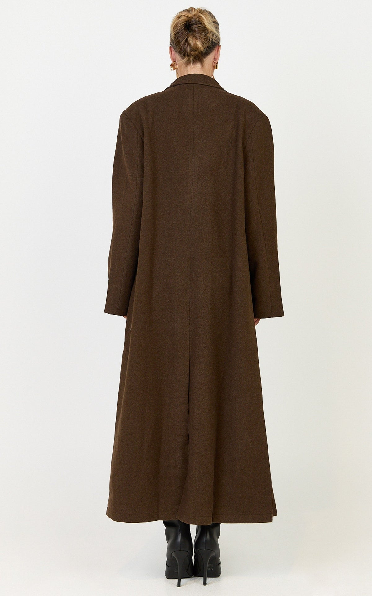 Eloise Coat - Oversized Longline Tailored Coat in Mocha Brown