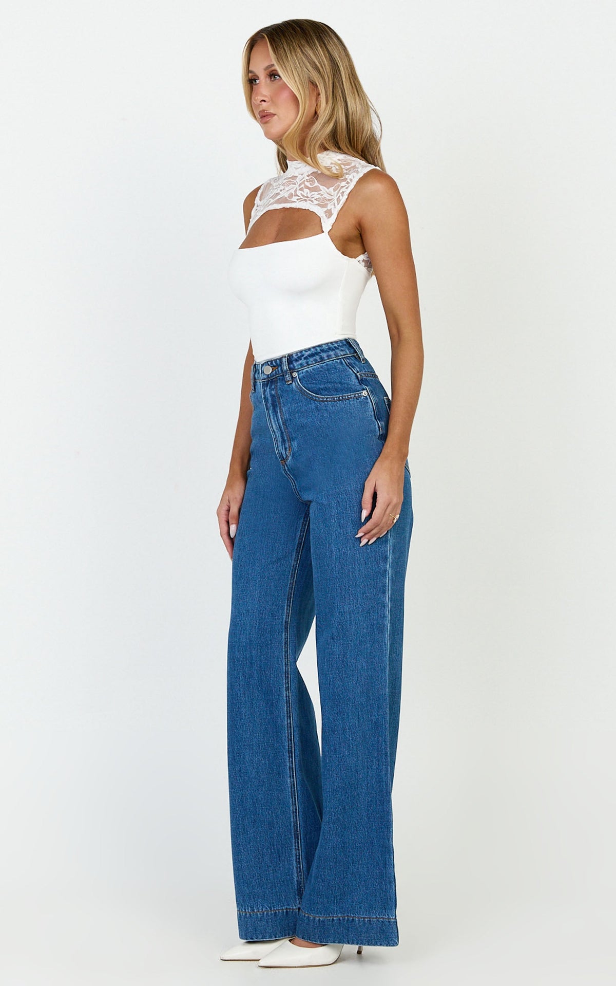 Blanche Top - Cut Out Lace Top in White