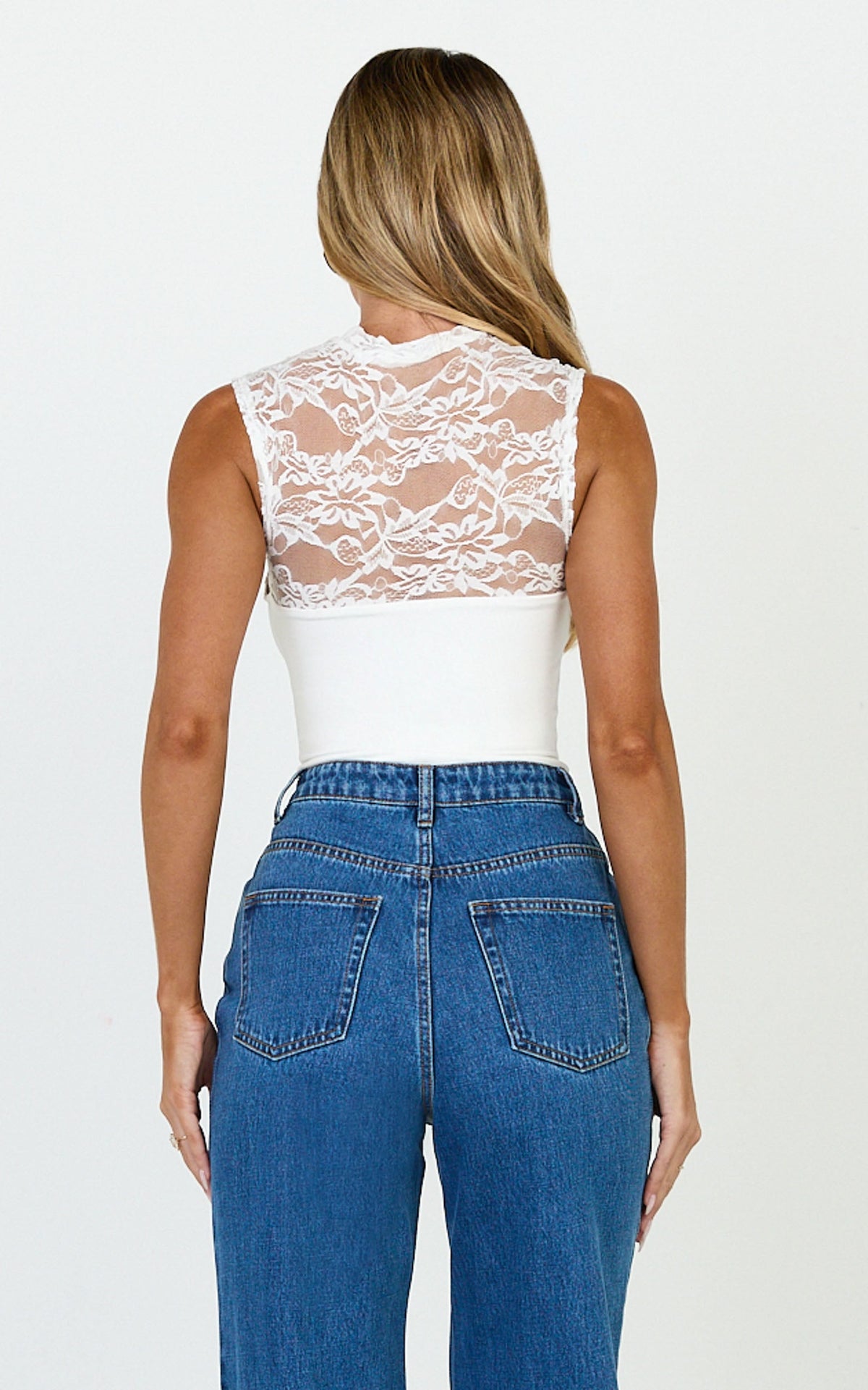 Blanche Top - Cut Out Lace Top in White