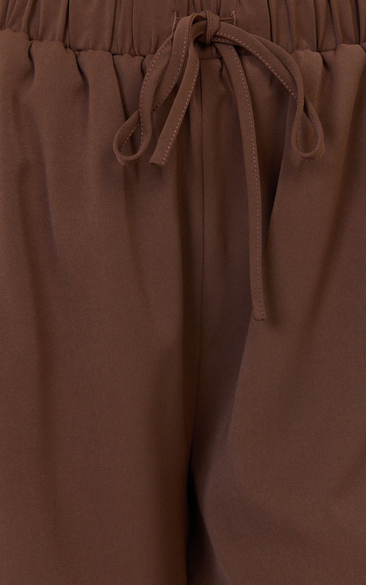 Nicole Pants - High Waist Elasticated Gathered Waist Wide Leg Pants in Mocha