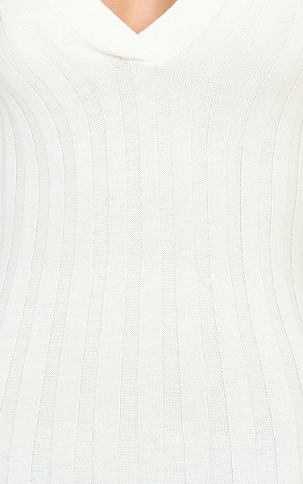 Pamela Midi Dress - Ribbed Knit Poli Midi Dress in Off White