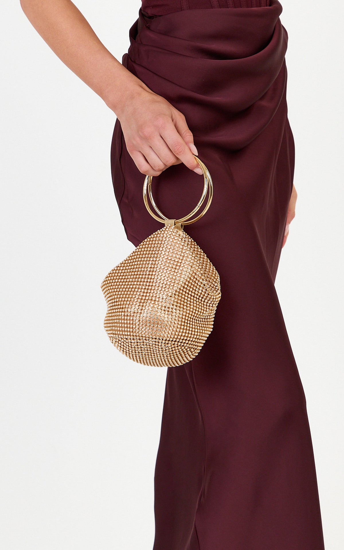 Adelyn Bag - Ring Handle Sequin Bag in Gold
