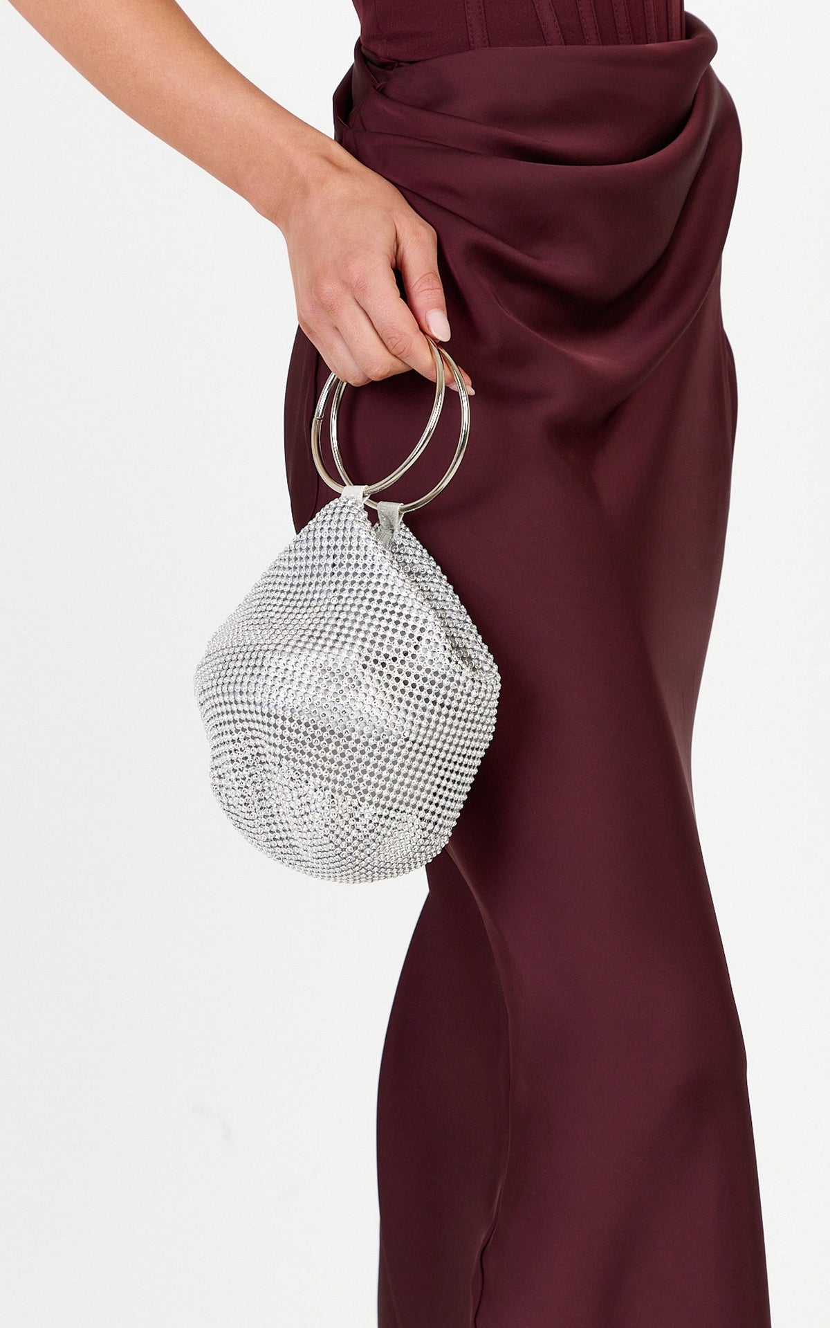 Adelyn Bag - Ring Handle Sequin Bag in Silver