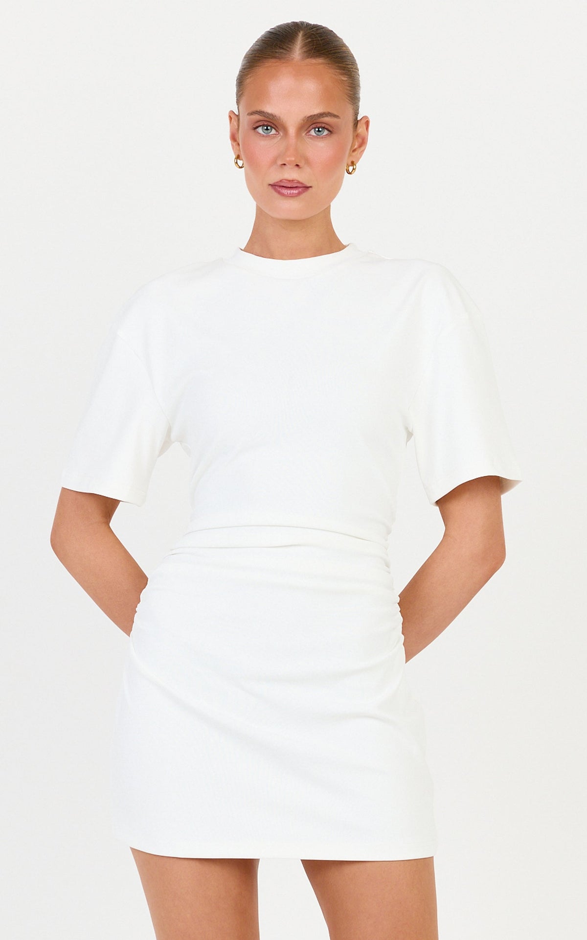 Aloha Mini Dress - T Shirt Dress in Off White