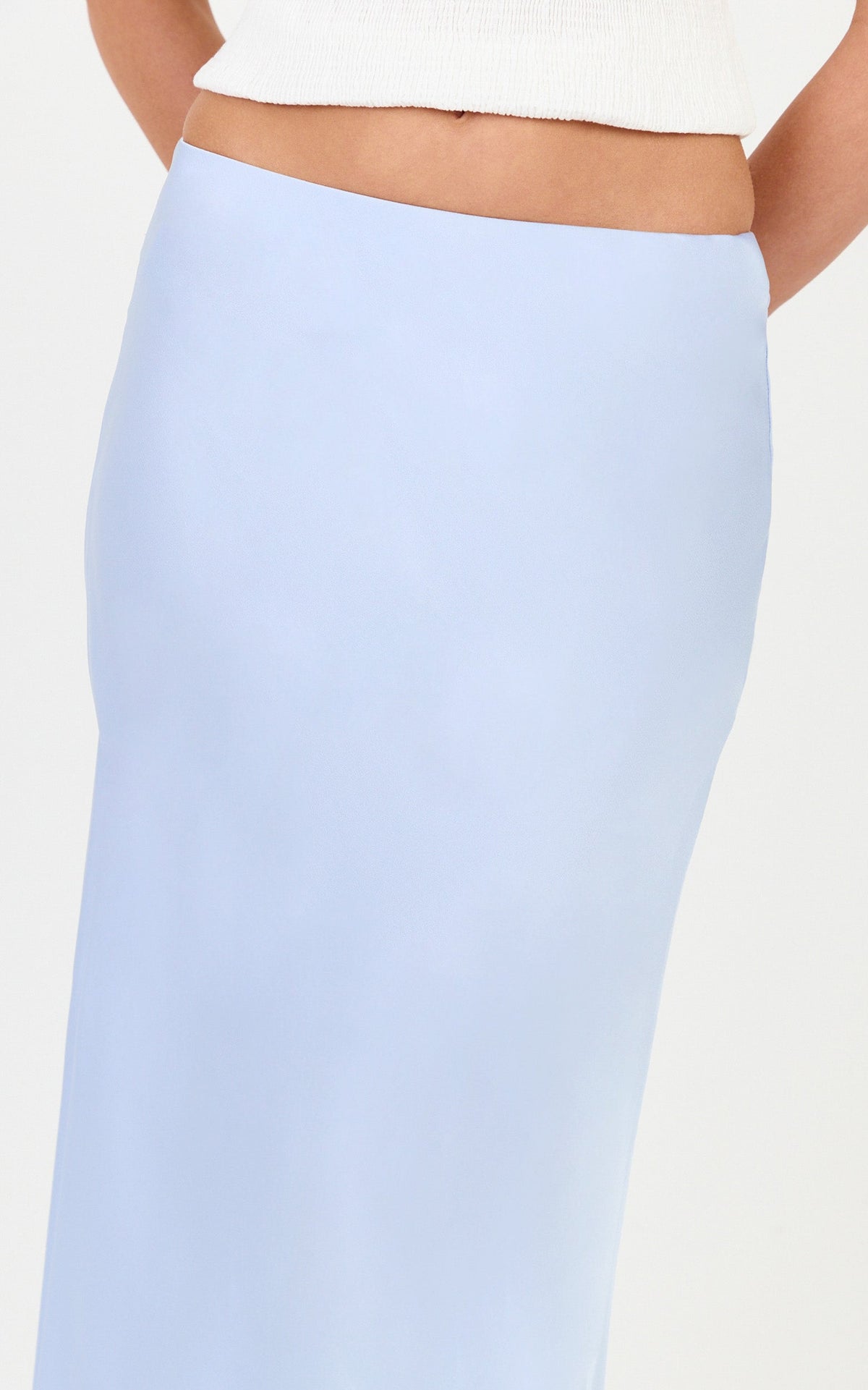 Amari Maxi Skirt - High Waisted Bias Cut Skirt in Baby Blue