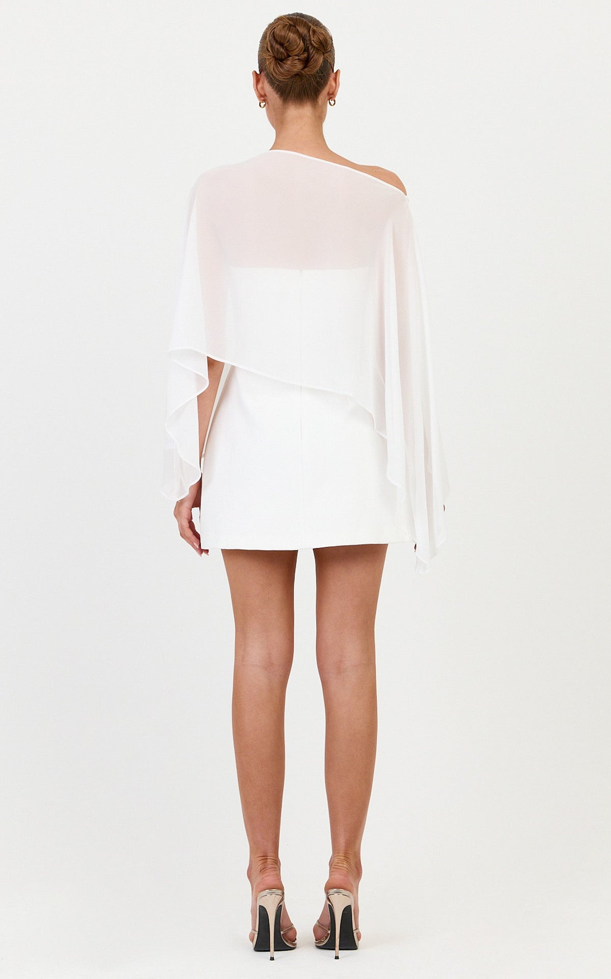 Aya Top - Sheer Off Shoulder Cape Top in White