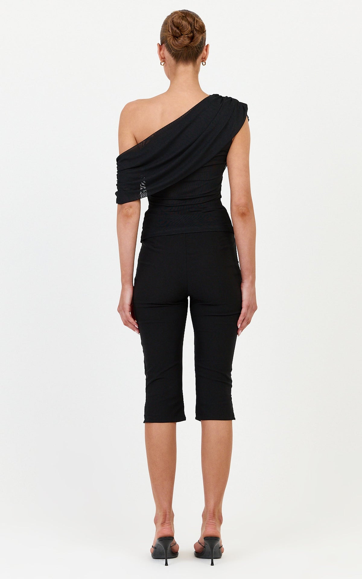 Blossom Top - Draped One Shoulder Top in Black