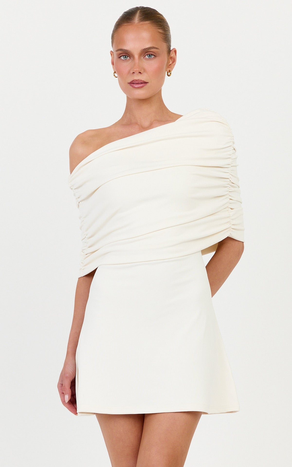 Capri Mini Dress - Cape Dress in Off White
